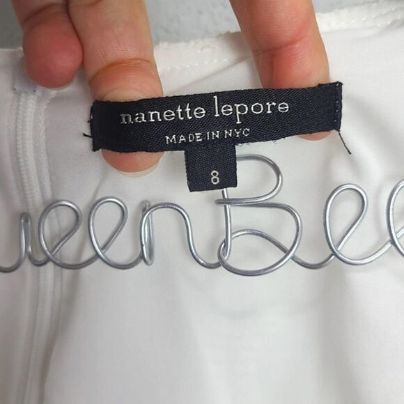 Nanette Lepore Mini White Textured Dress Size 8 - Picture 3 of 9